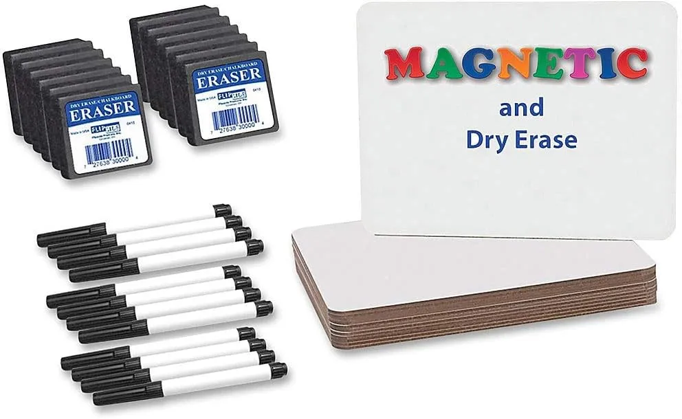 Flipside Magnetic Dry-Erase Board Class Pack, 9in x 12in, White, Set of 12