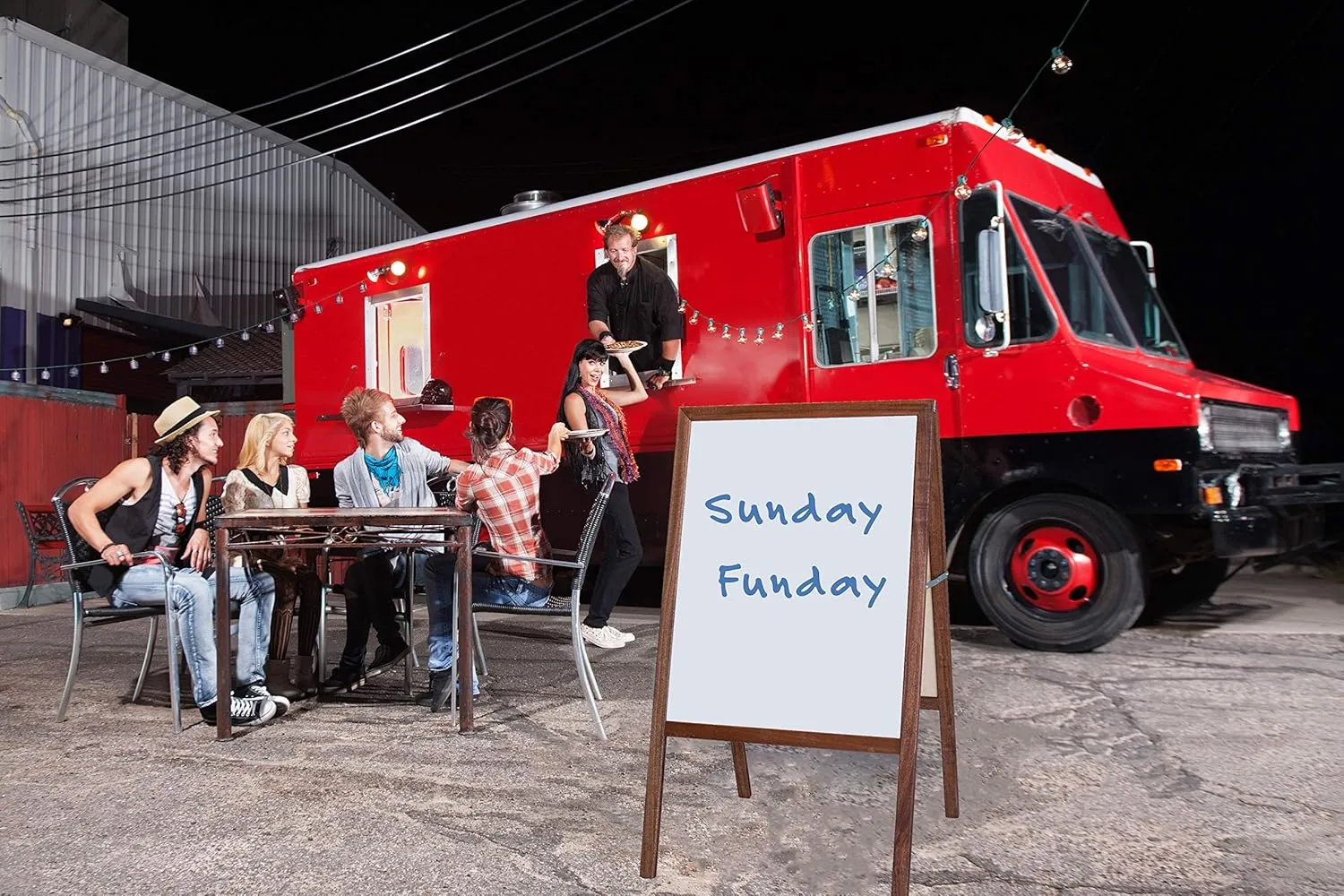 FLIPSIDE Marquee Easel, Hardwood Double-Sided Chalkboard/Dry-Erase