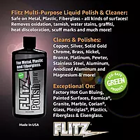 Flitz Multi Purpose Metal Polish Liquid - 16oz Bottle of USA-Made Tarnish Remover - For Aluminum, Chrome, Brass, Nickel
