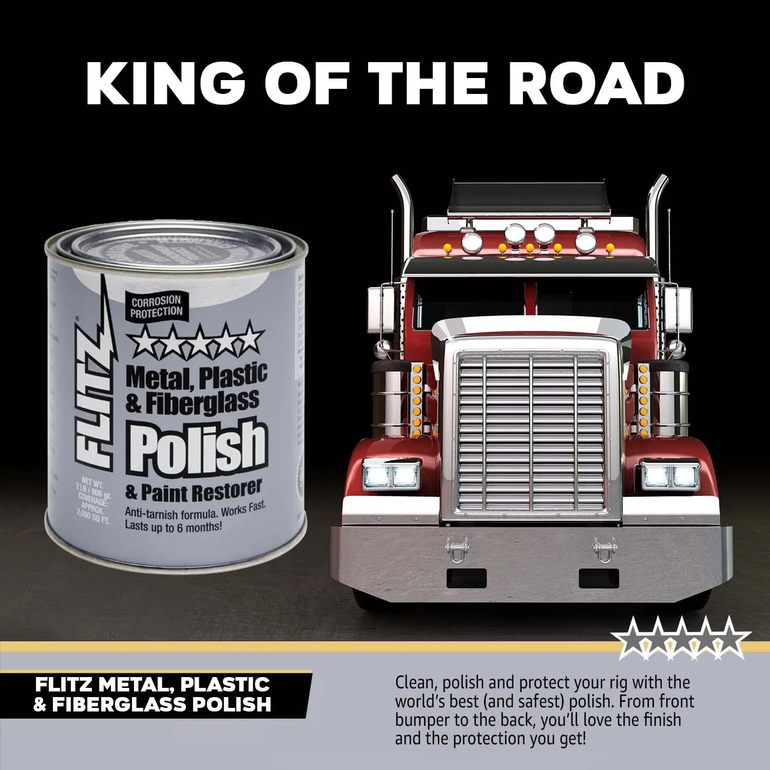 Flitz Multi-Purpose Metal Polish Paste - 2lb Can of USA-Made Metal Scratch Remover - Works on Stainless Steel, Chrome