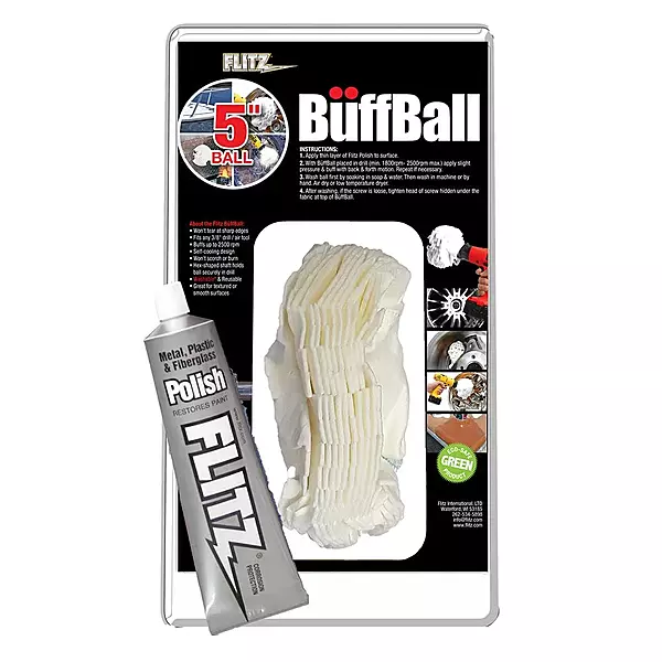 Flitz Buff Ball - Large 5" - White w/1.76oz Tube Flitz Polish