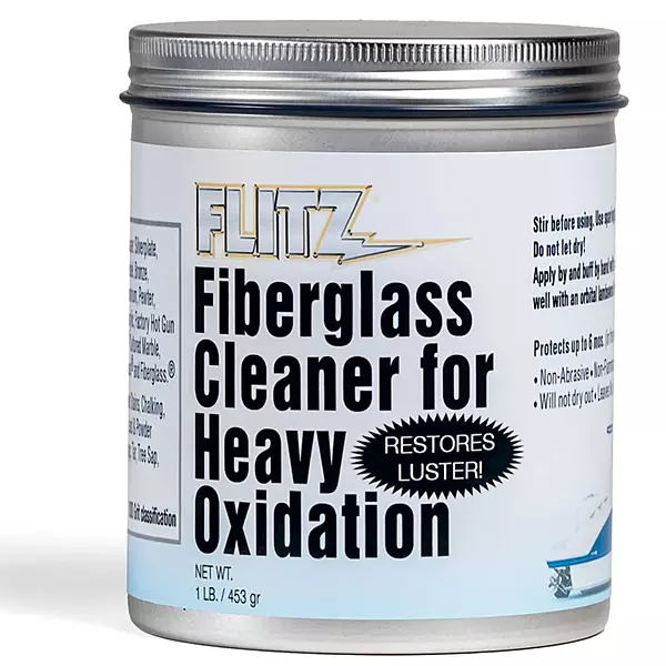 Flitz Fiberglass Cleaner for Heavy Oxidation - 1lb Jar, USA-Made Heavy Duty Water Spot Remover and Boat Polishing Compound