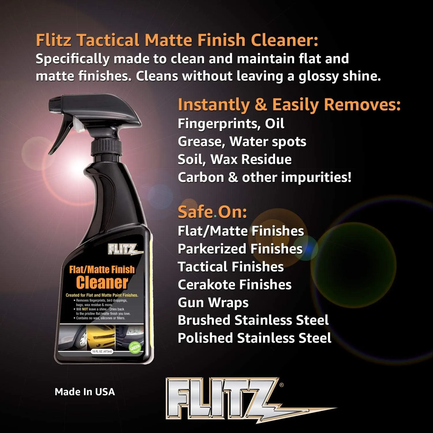 Flitz Flat Matte Finish Cleaner - 16oz Bottle of USA-Made Vinyl Wrap Spray to Easily Remove Grease, Wax, Dust