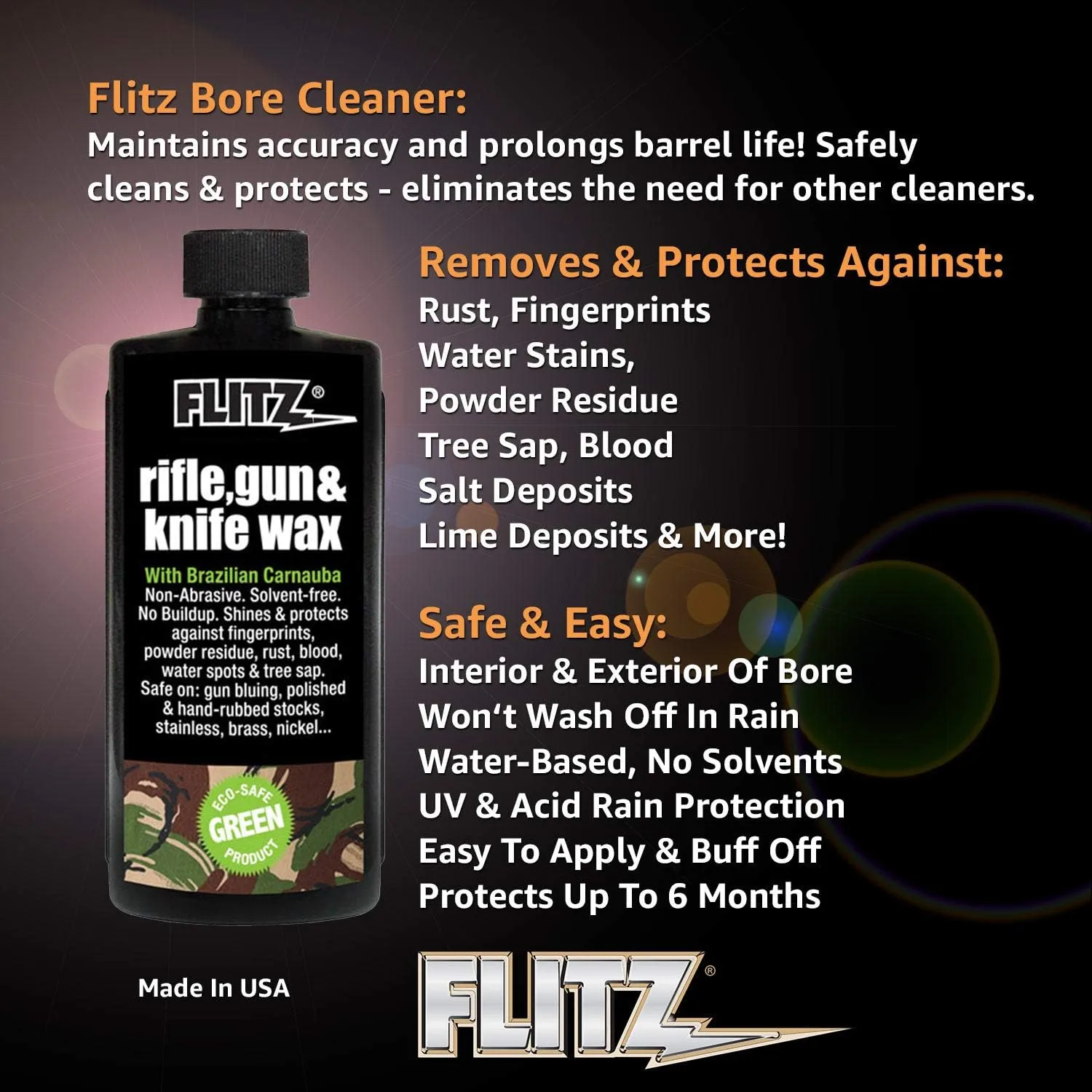Flitz Rifle, Gun, Knife Wax - 7.6oz Bottle of USA-Made, Premium Beeswax & Carnauba Wax to Polish, Protect
