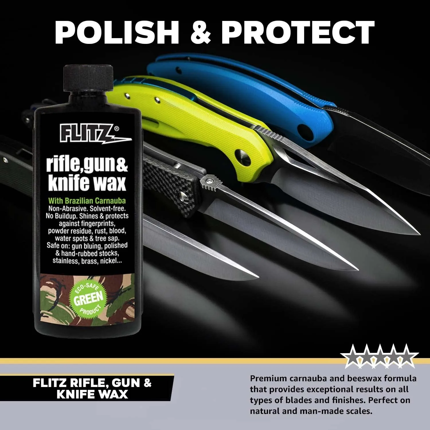Flitz Rifle, Gun, Knife Wax - 7.6oz Bottle of USA-Made, Premium Beeswax & Carnauba Wax to Polish, Protect