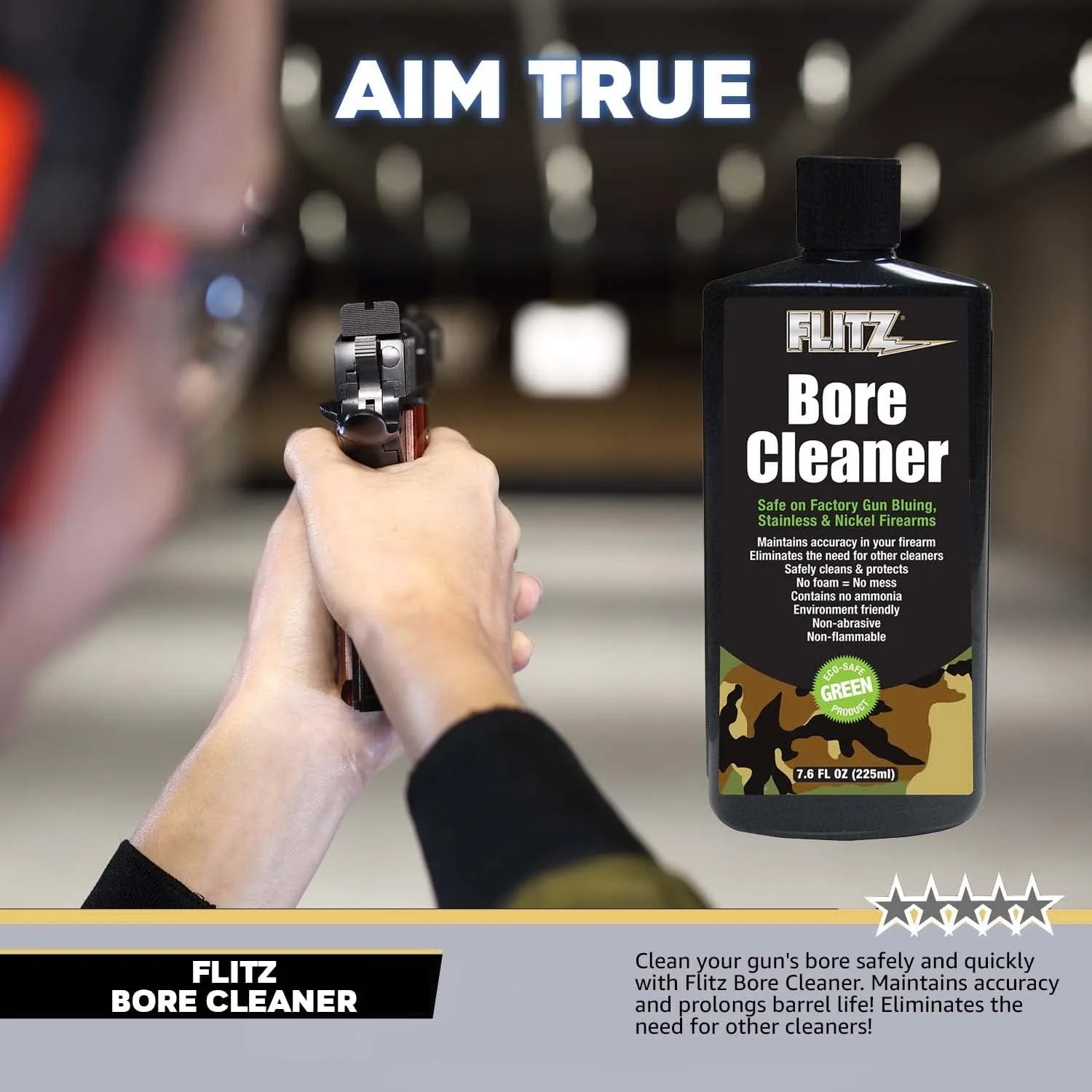 Flitz Gun Bore Cleaner - 7.6oz Bottle of USA-Made Gun Cleaning Solvent to Clean & Remove Rust, Lead Build Up, Ammo Residue