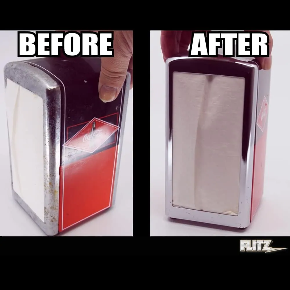 Flitz Multi Purpose Metal Polish Liquid - 7.6oz Bottle of USA-Made Tarnish Remover - For Aluminum, Chrome, Brass, Nickel