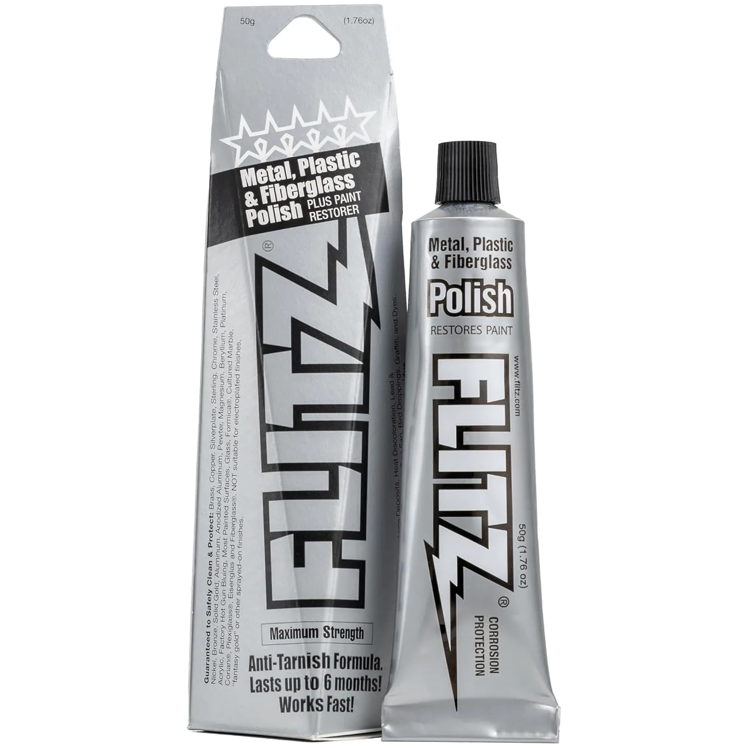 Flitz Multi-Purpose Metal Polish Paste - 1.76oz Tube of USA-Made Metal Scratch Remover - Works on Stainless Steel, Chrome