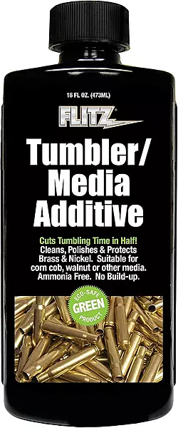 Flitz Tumbler Media Additive - 16oz Bottle of USA-Made Brass Cleaner Reloading Liquid for Ammo, Copper