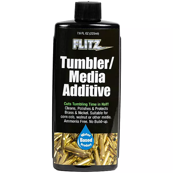 Flitz Tumbler Media Additive - 7.6oz Bottle of USA-Made Brass Cleaner Reloading Liquid for Ammo, Copper