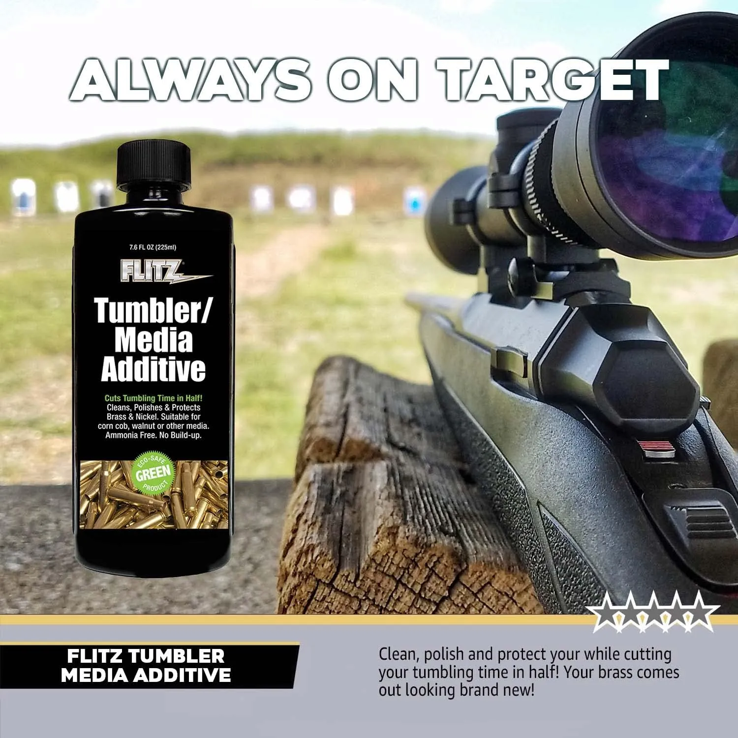 Flitz Tumbler Media Additive - 7.6oz Bottle of USA-Made Brass Cleaner Reloading Liquid for Ammo, Copper