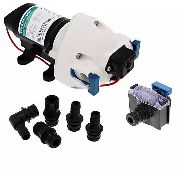 Flojet RV Water Pump R3526144D, 12 VDC 3-Chamber - Small Water Pump Ideal for Boats/Camper-Trailers - 3 GPM