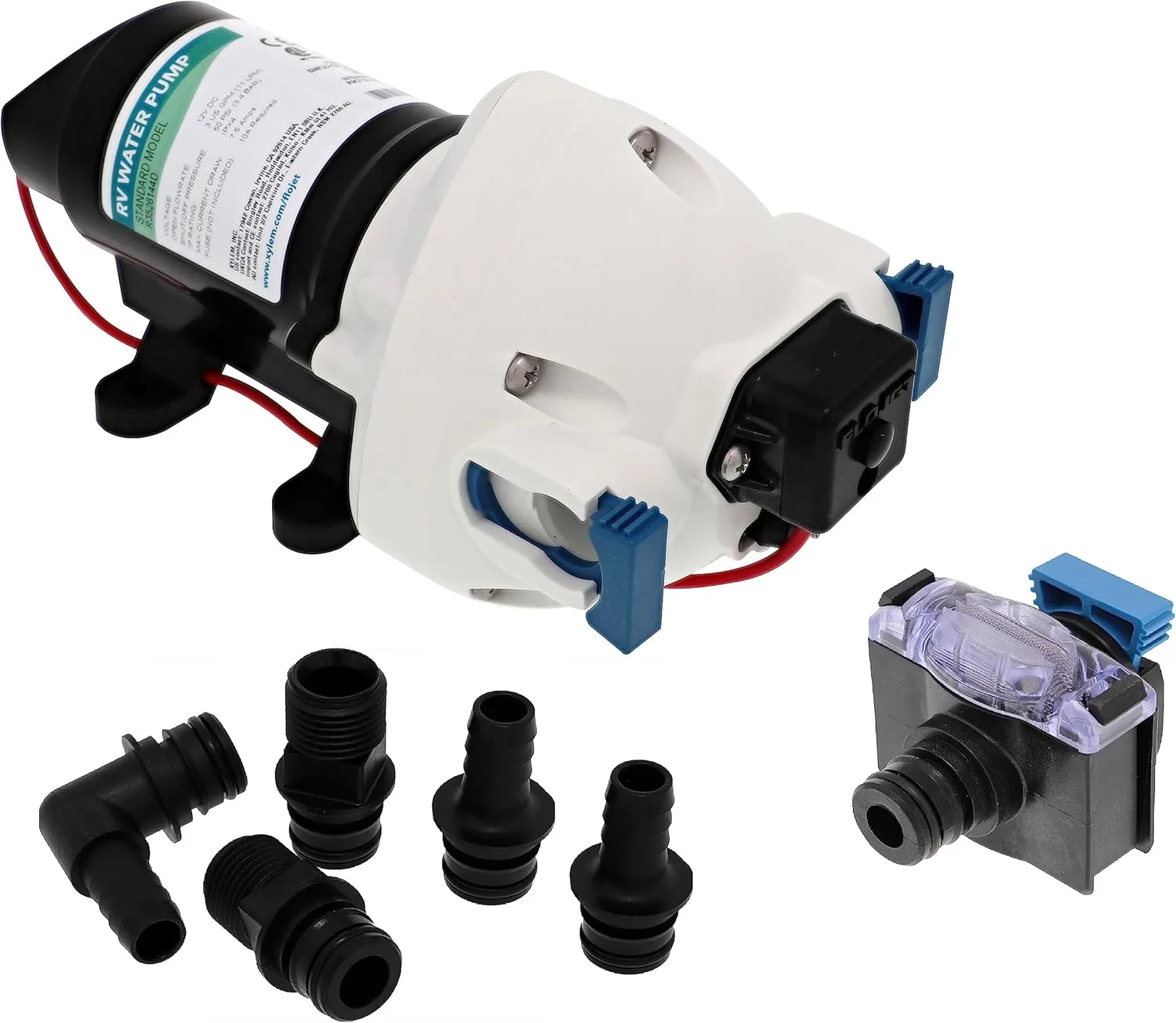 Flojet RV Water Pump R3526144D, 12 VDC 3-Chamber - Small Water Pump Ideal for Boats/Camper-Trailers - 3 GPM