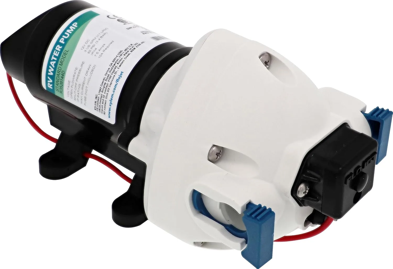 Flojet RV Water Pump R3526144D, 12 VDC 3-Chamber - Small Water Pump Ideal for Boats/Camper-Trailers - 3 GPM