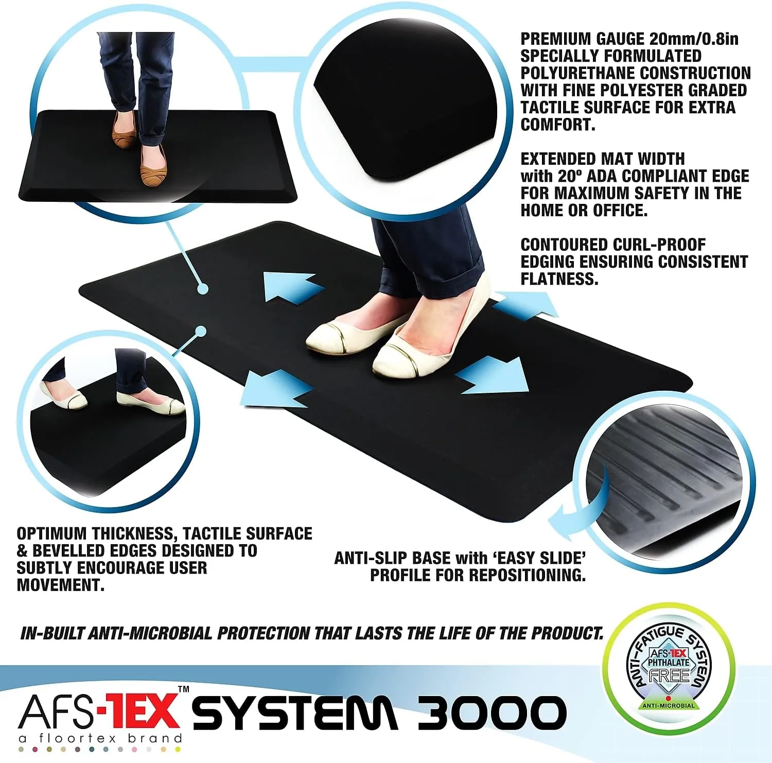 AFS-TEX System 3000 | Anti Fatigue Comfort Mat for Kitchen, Home, Office