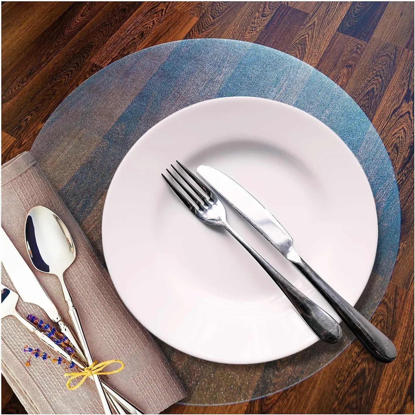 Floortex Desktex Anti-Microbial Circular Table Mats, 12in Diameter, Pack of 2, Fresh Mist