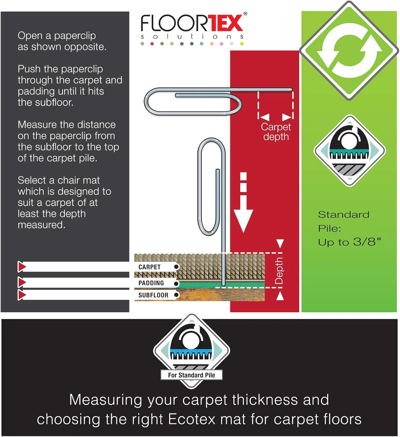 FLOORTEX Cleartex Enhanced Polymer Lipped Chair Mat for Carpets up to 3/8"
