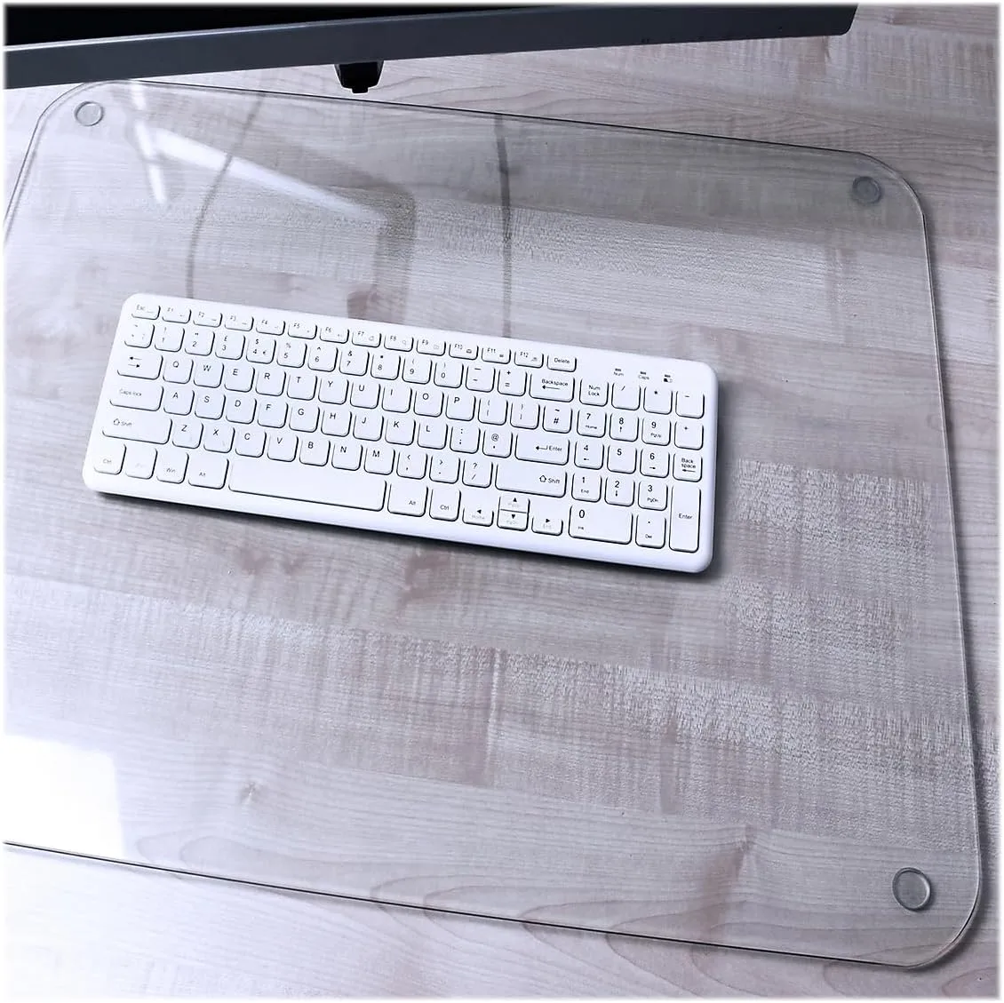 Desktex Glaciermat Anti-Skid Tempered Glass Desk Pad, 19-inch x 24-inch, Clear (FCDE1924G)