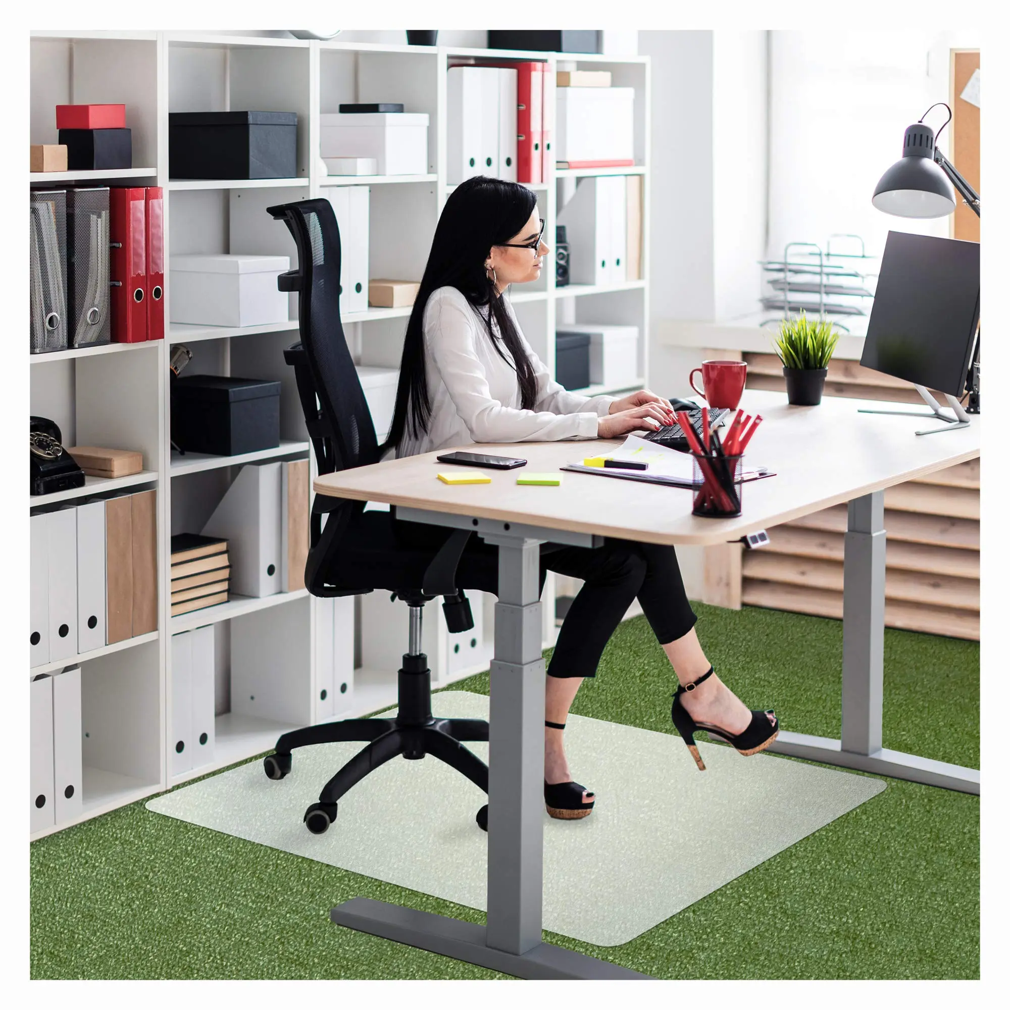 FLOORTEX Polypropylene Rectangular Chair Mat for Low-Pile Carpets