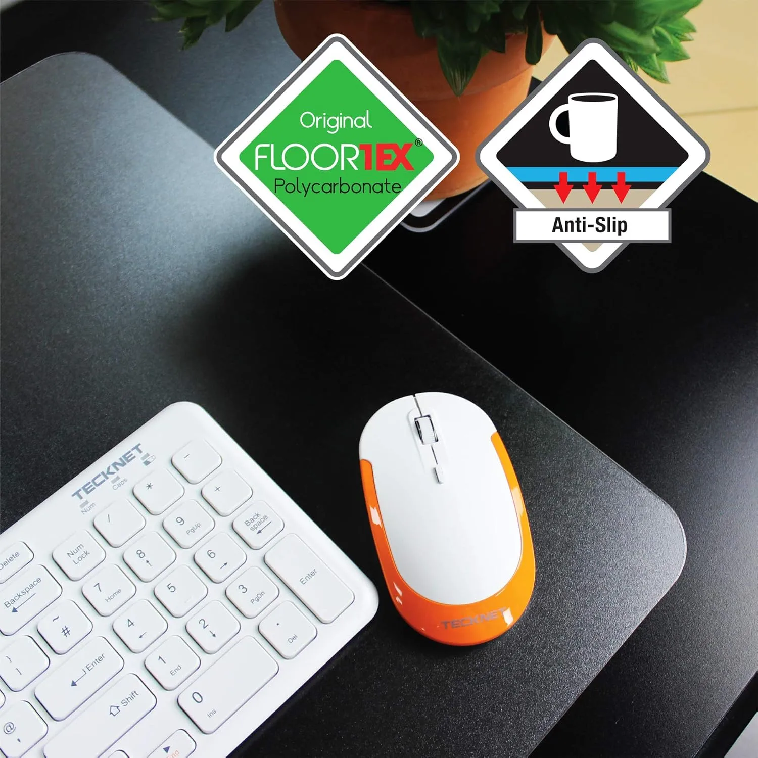 Floortex® Pack of 2 Polycarbonate Rectangular Desk Pads- 17" x 22" 22" x 17"