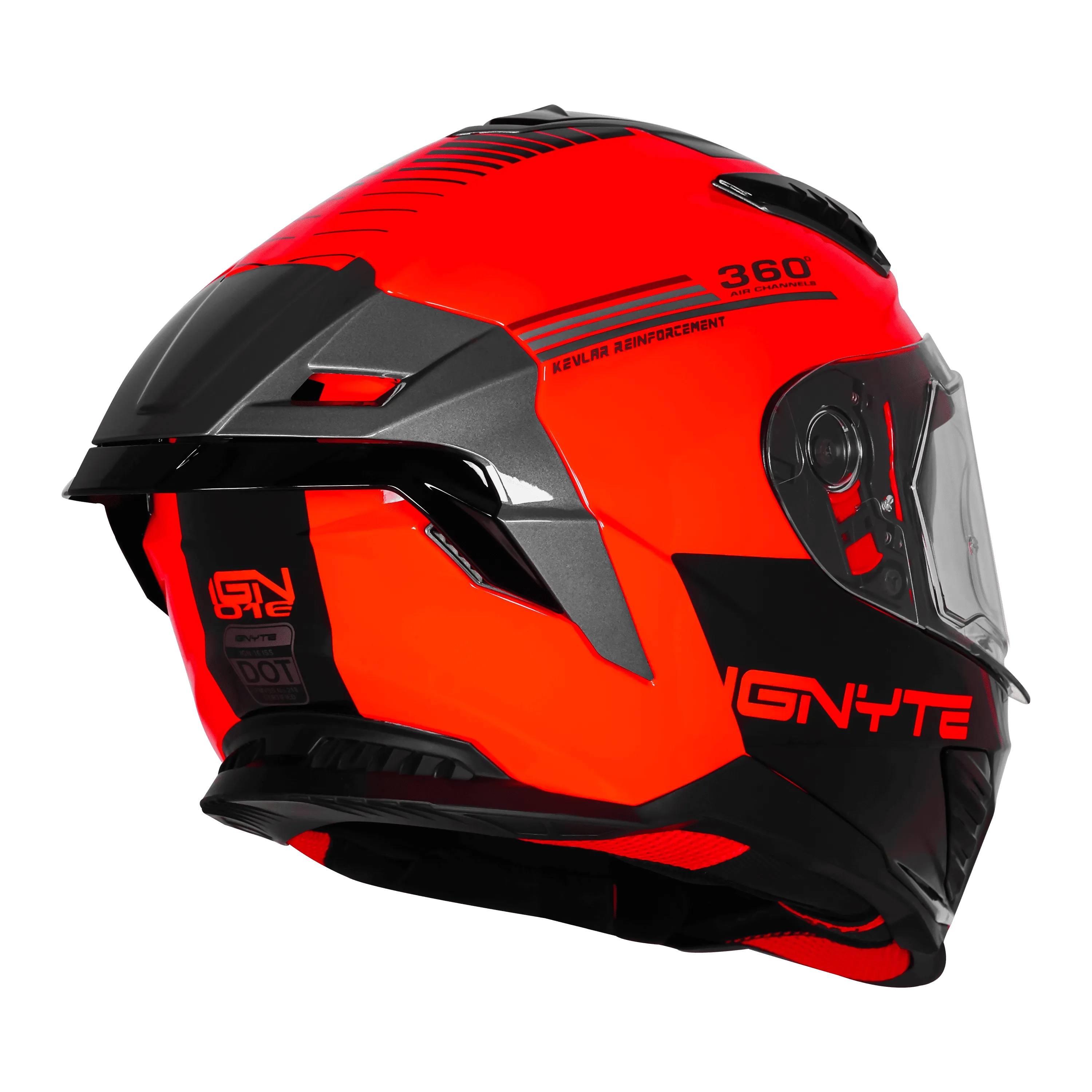 IGNYTE IGN-16 ISS DOT QUANTUMM MATT FLU RED+RED GREY C/V 600 MM WITH EXTRA SMOKE VISOR IGNYTE IGN-16 ISS DOT QUANTUMM MATT FLU RED+RED GREY C/V 600 MM WITH EXTRA SMOKE VISOR