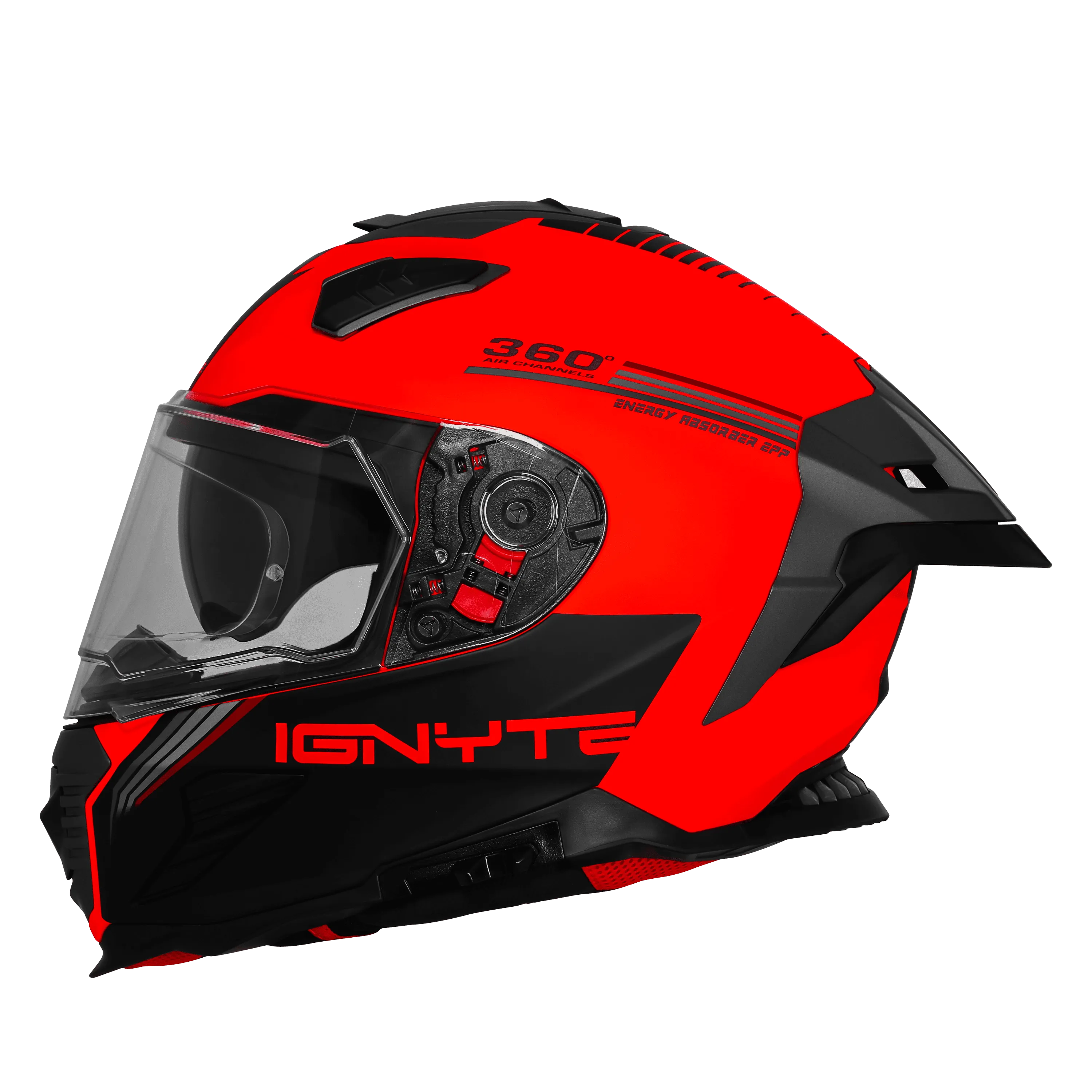 IGNYTE IGN-16 ISS DOT QUANTUMM MATT FLU RED+RED GREY C/V 600 MM WITH EXTRA SMOKE VISOR IGNYTE IGN-16 ISS DOT QUANTUMM MATT FLU RED+RED GREY C/V 600 MM WITH EXTRA SMOKE VISOR