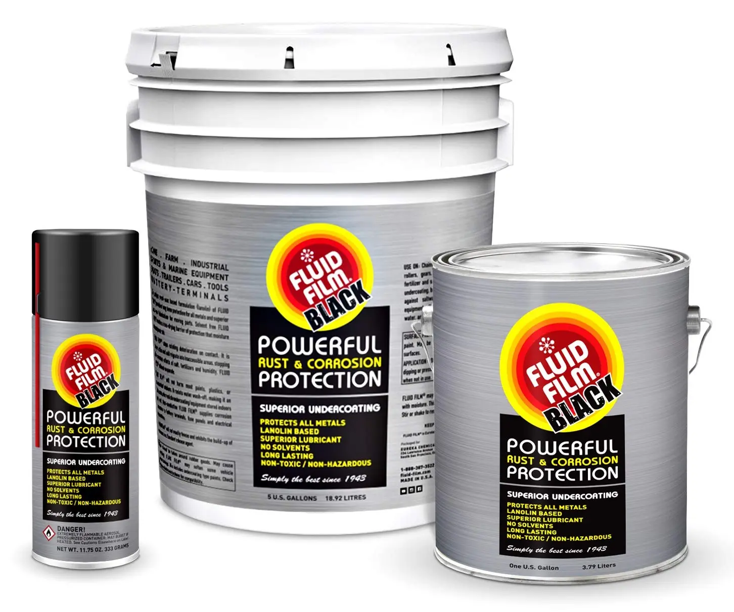 Fluid Film Black Non-Aerosol, Long Lasting Corrosion, Penetrant & Lubricant, Anti-Rust Coating - SNOW-HANDLING