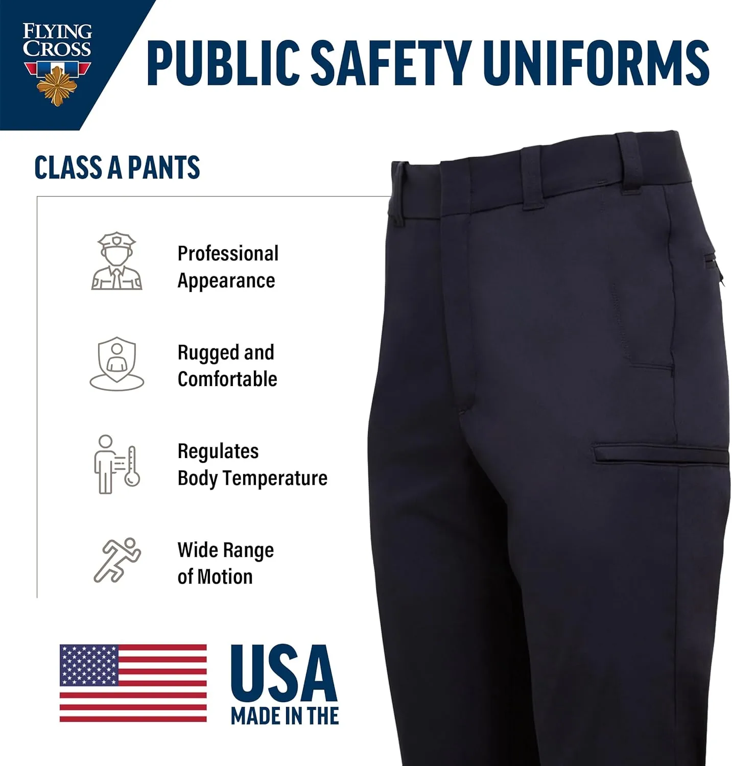 FLYING CROSS CORE STAT Men's Law Enforcement Pants, Class A 6-Pocket