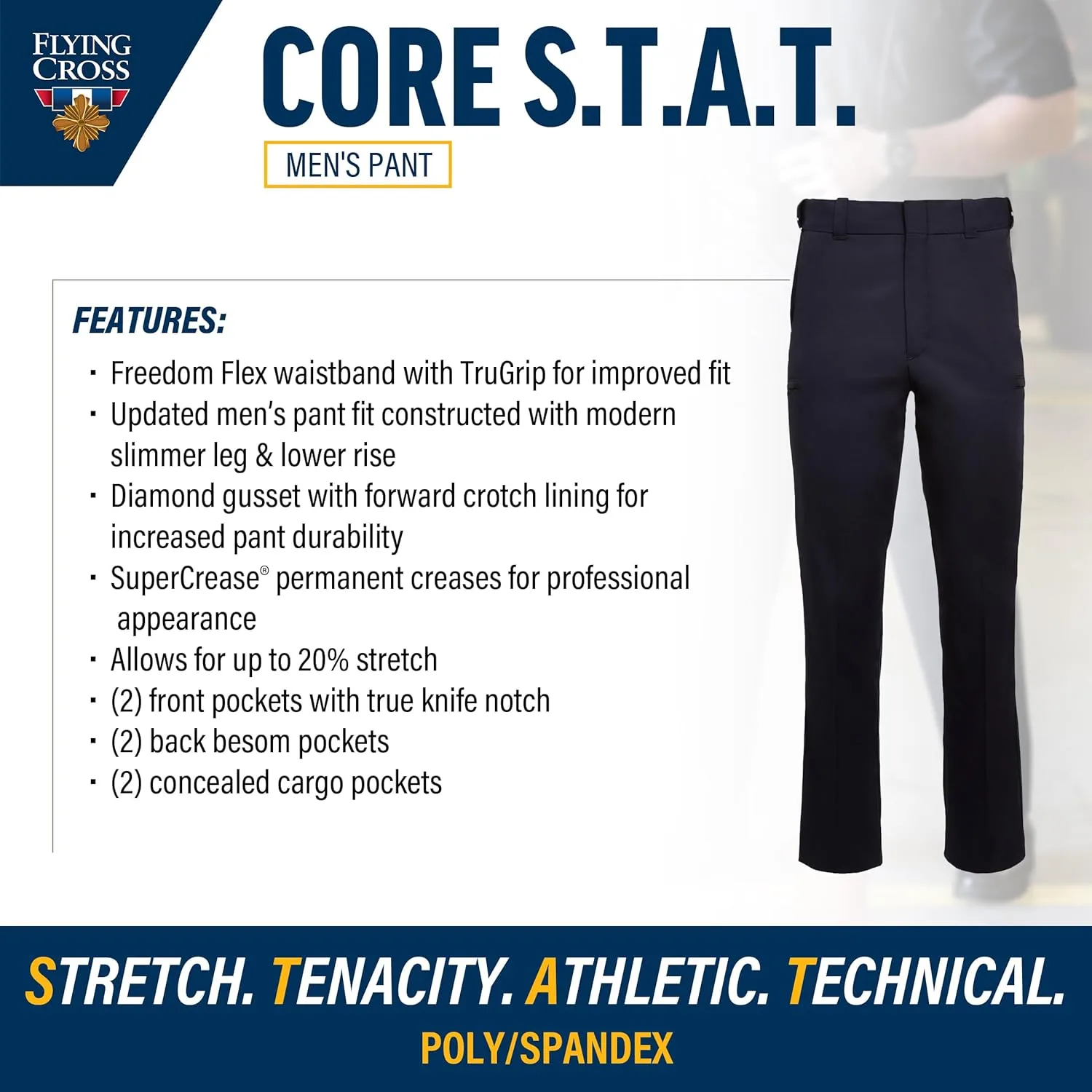 FLYING CROSS CORE STAT Men's Law Enforcement Pants, Class A 6-Pocket