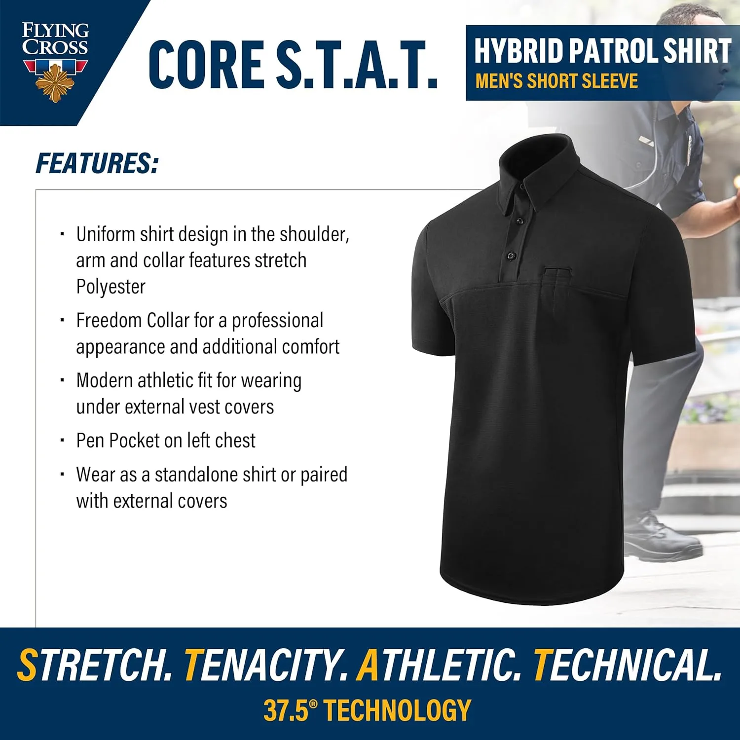 FLYING CROSS CORE STAT Mens Short Sleeve Hybrid Patrol Shirt