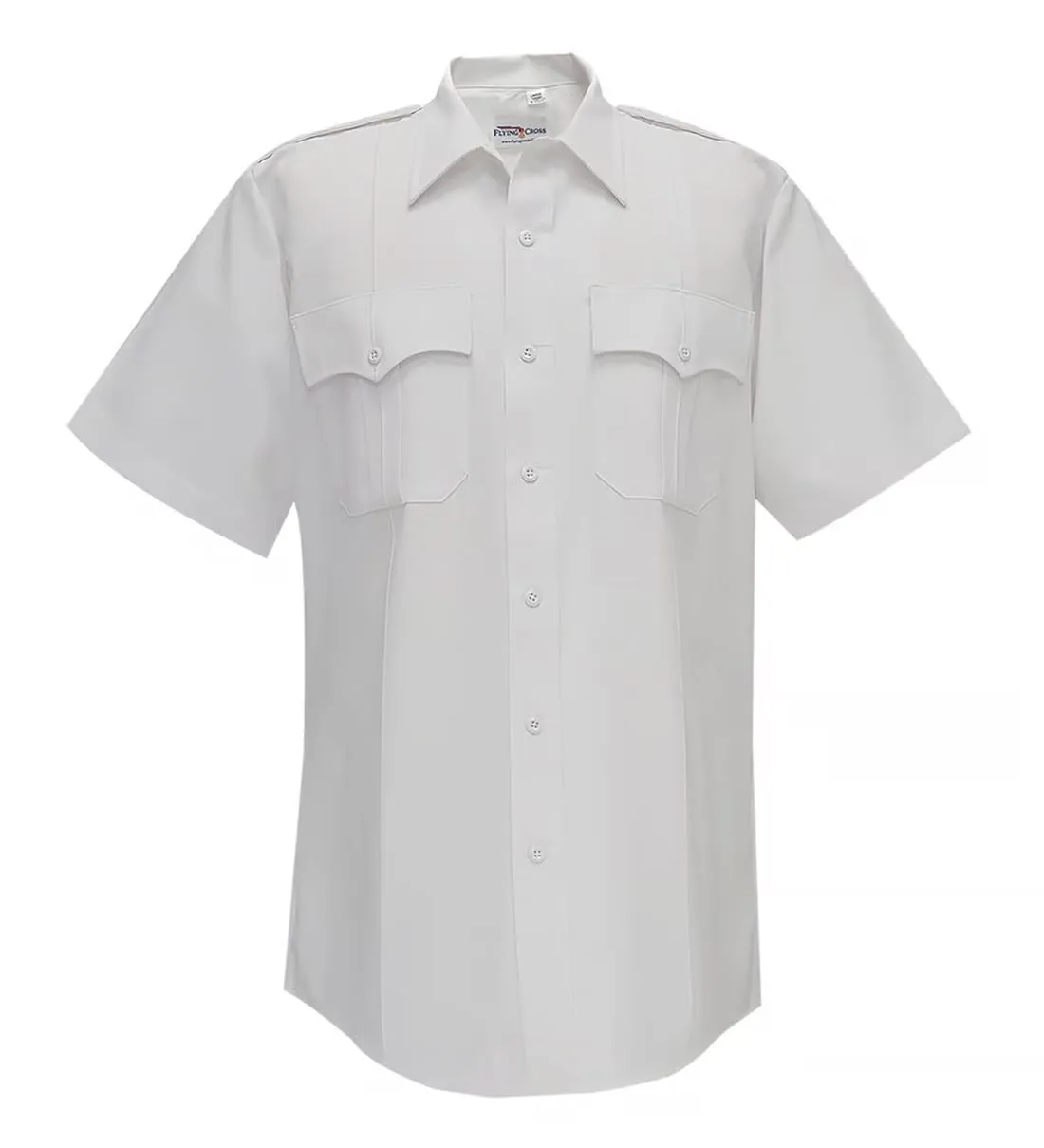 FLYING CROSS Duro Poplin Short Sleeve Shirt w/ Sewn-In Creases