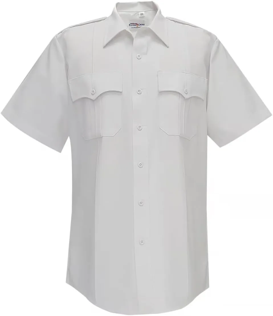 FLYING CROSS Duro Poplin Short Sleeve Shirt w/ Sewn-In Creases