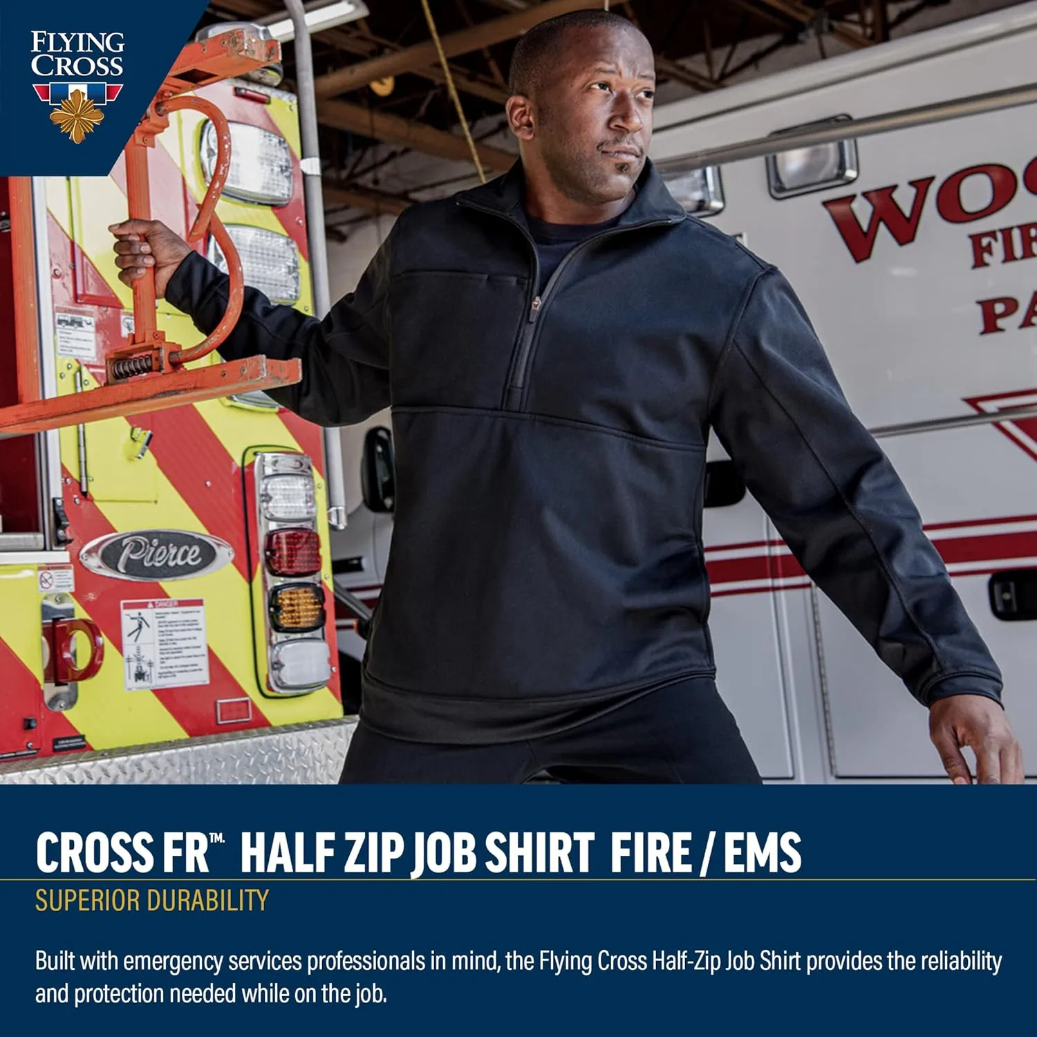 FLYING CROSS Men's Half-Zip Firefighter Job Shirt Pullover