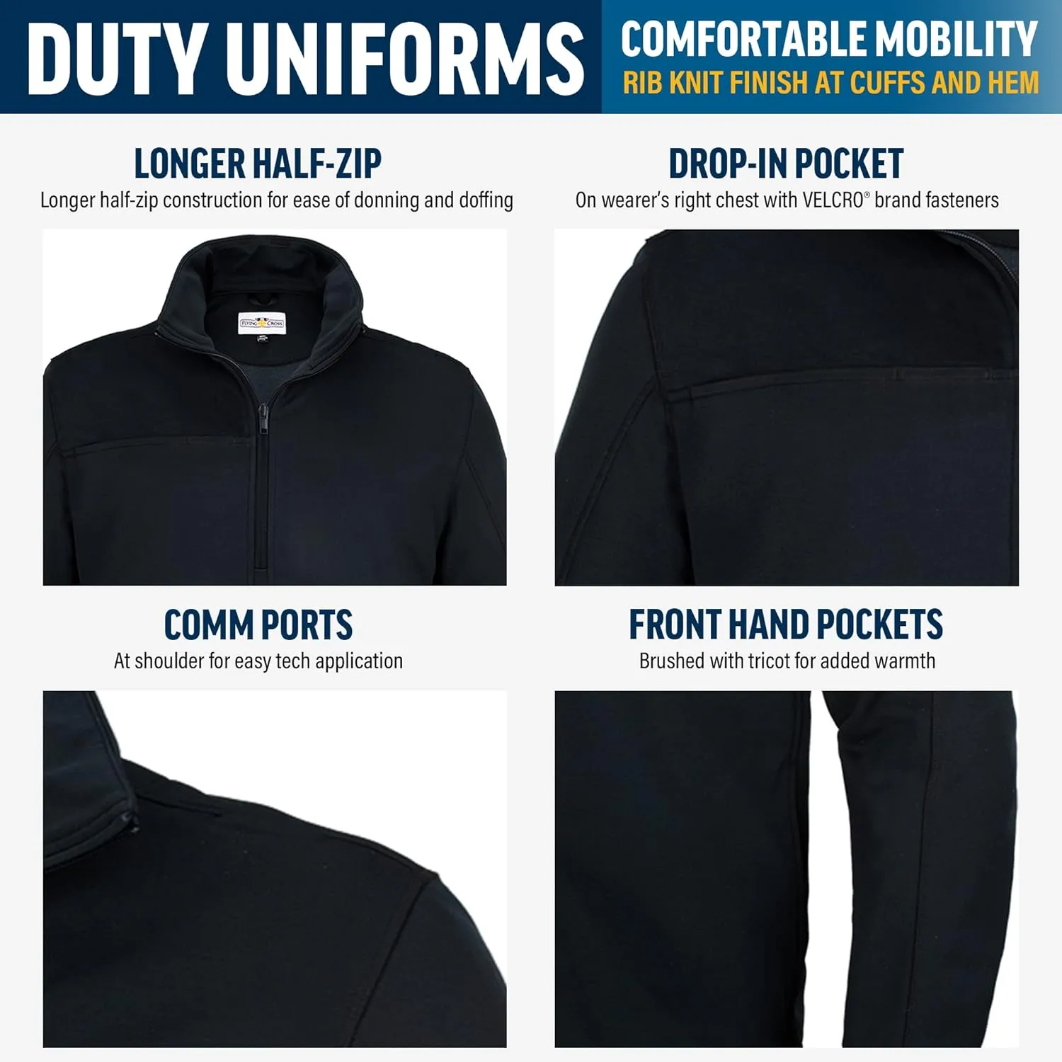 FLYING CROSS Men's Half-Zip Firefighter Job Shirt Pullover