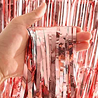 Rose Gold Foil Fringe Curtains for Party Decoration - Pack of 2