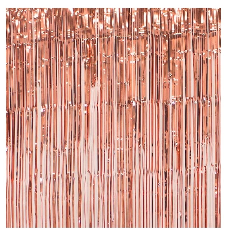 Rose Gold Foil Fringe Curtains for Party Decoration - Pack of 2