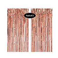 Rose Gold Foil Fringe Curtains for Party Decoration - Pack of 2