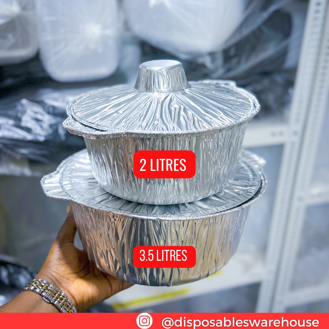 ALUMINUM FOIL POT WITH FOIL LID (2 LITRES/3.5 LITRES)