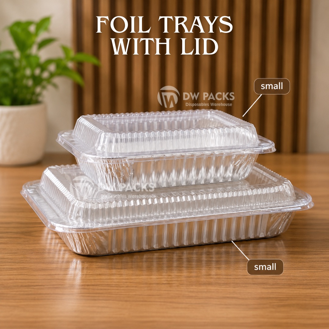 FOIL TRAYS WITH CLEAR FLAT LID (Small/Medium)