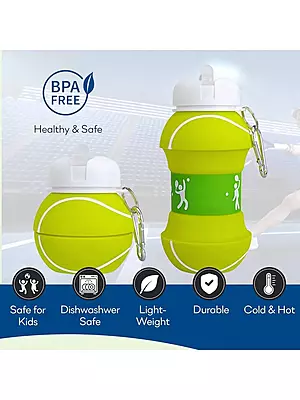 Foldable Silicone Sports Water Bottle ā Basketball/Tennis Design