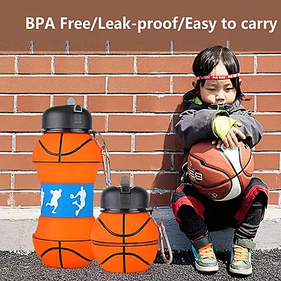 Foldable Silicone Sports Water Bottle ā Basketball/Tennis Design