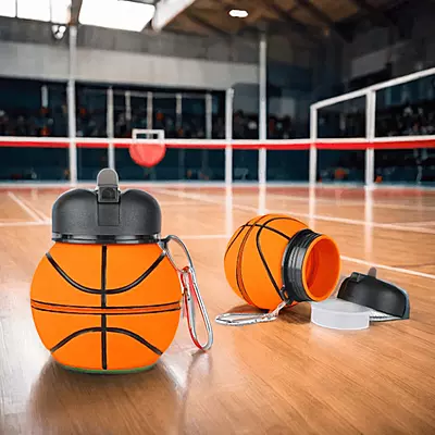 Foldable Silicone Sports Water Bottle ā Basketball/Tennis Design