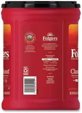 Folgers Classic Roast Ground Coffee, 40.3 oz Canister