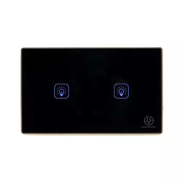 Tuya Wi-Fi 2 Gang US Black (gold frame)
