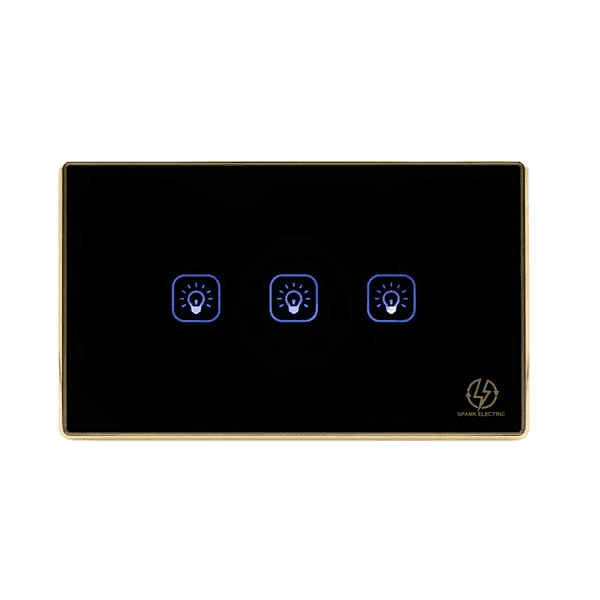 Tuya Wi-Fi 3 Gang US Black (gold frame)