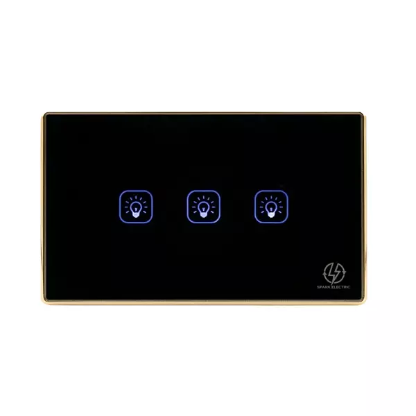 Tuya Wi-Fi 3 Gang US Black (gold frame)