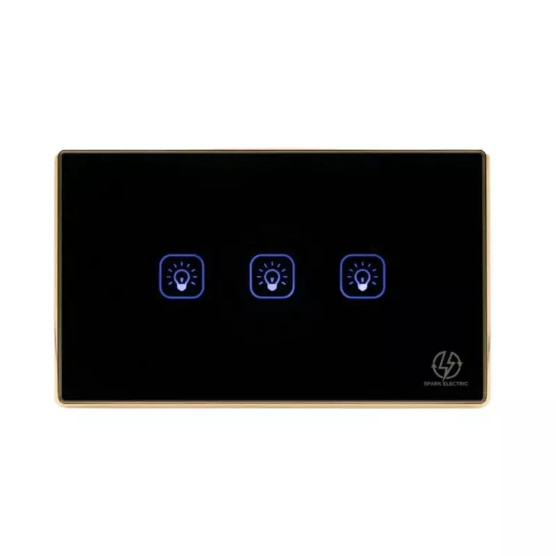 Tuya Wi-Fi 3 Gang US Black (gold frame)