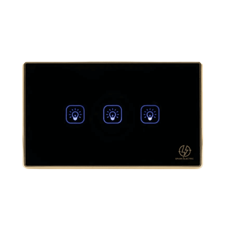 Tuya Wi-Fi 3 Gang US Black (gold frame)