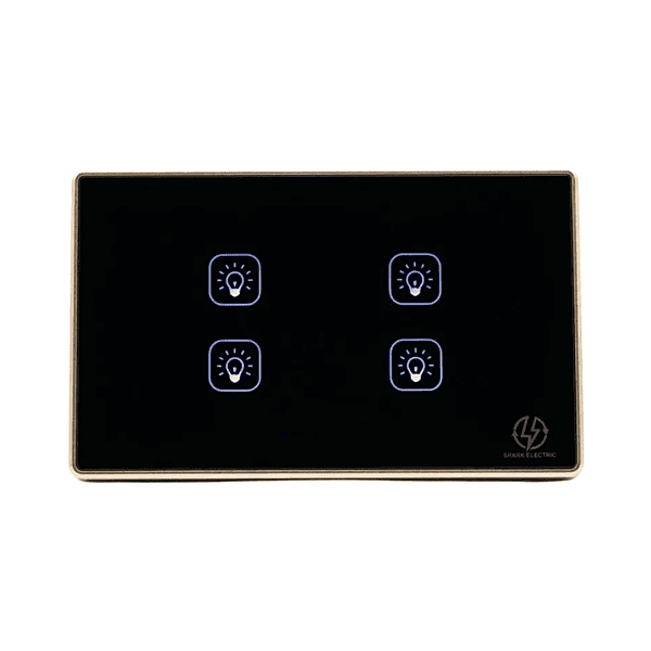 Tuya Wi-Fi 4 Gang US Black (gold frame)