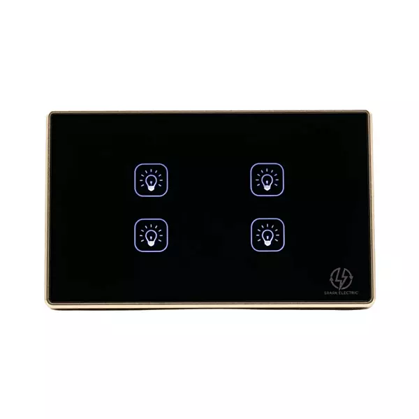 Tuya Wi-Fi 4 Gang US Black (gold frame)
